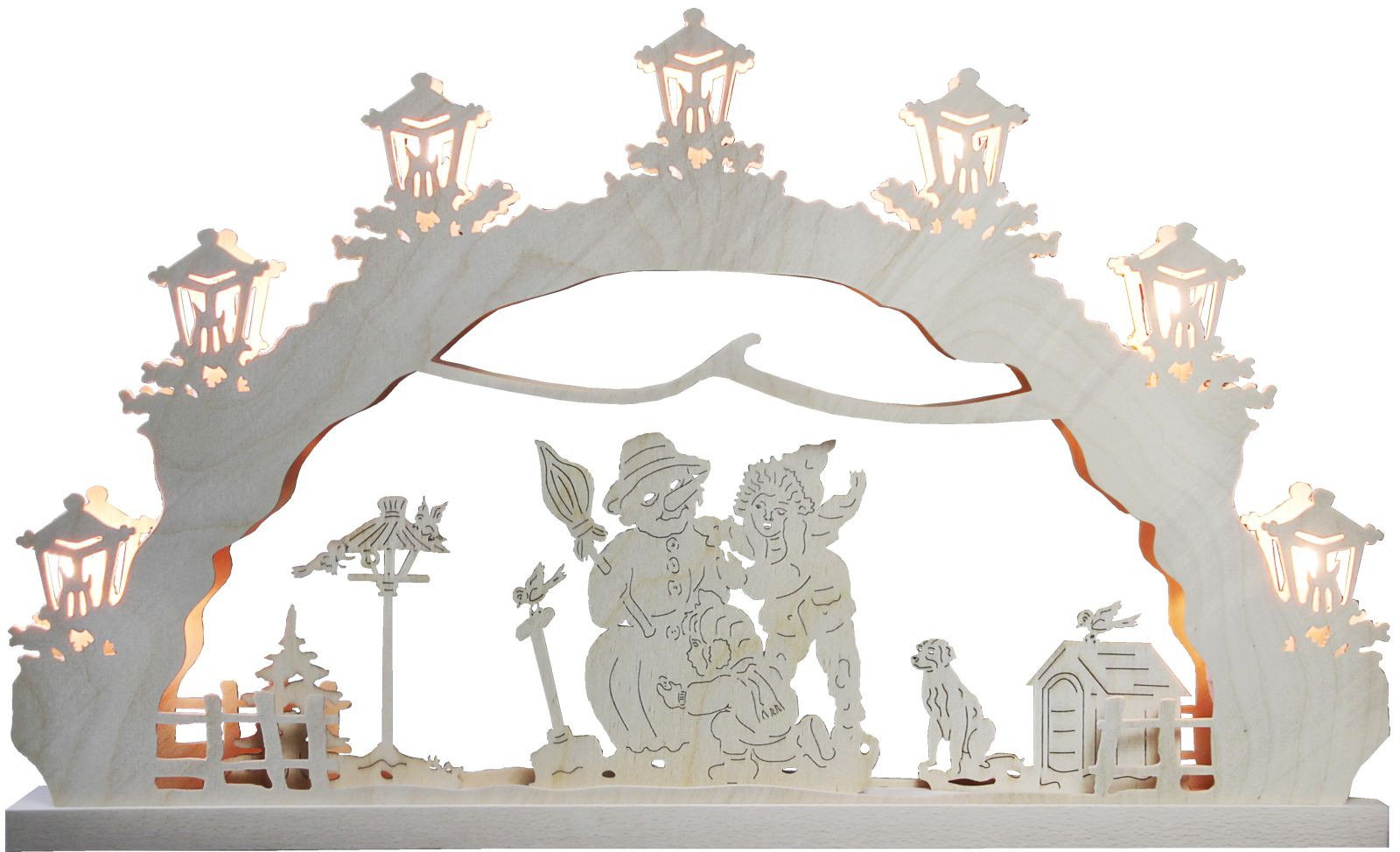 Schwibbogen Kinder bauen Schneemann, 7 flg.