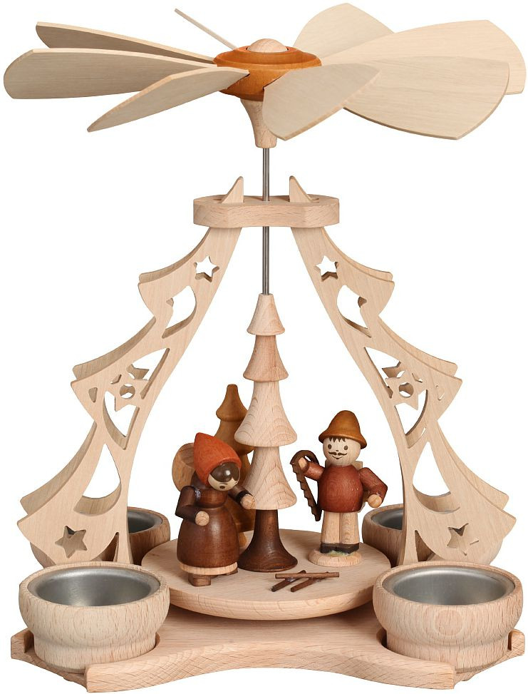 Zeidler Tischpyramide Waldfiguren f. 4 Teelichter