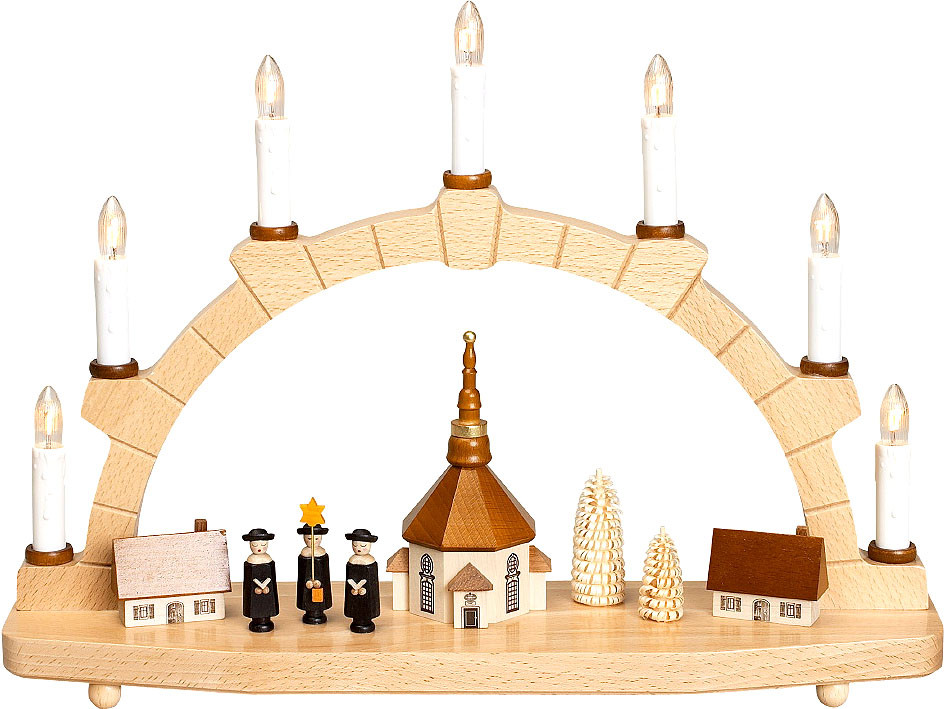 Zeidler Schwibbogen Seiffener Kirche mit Kurrende