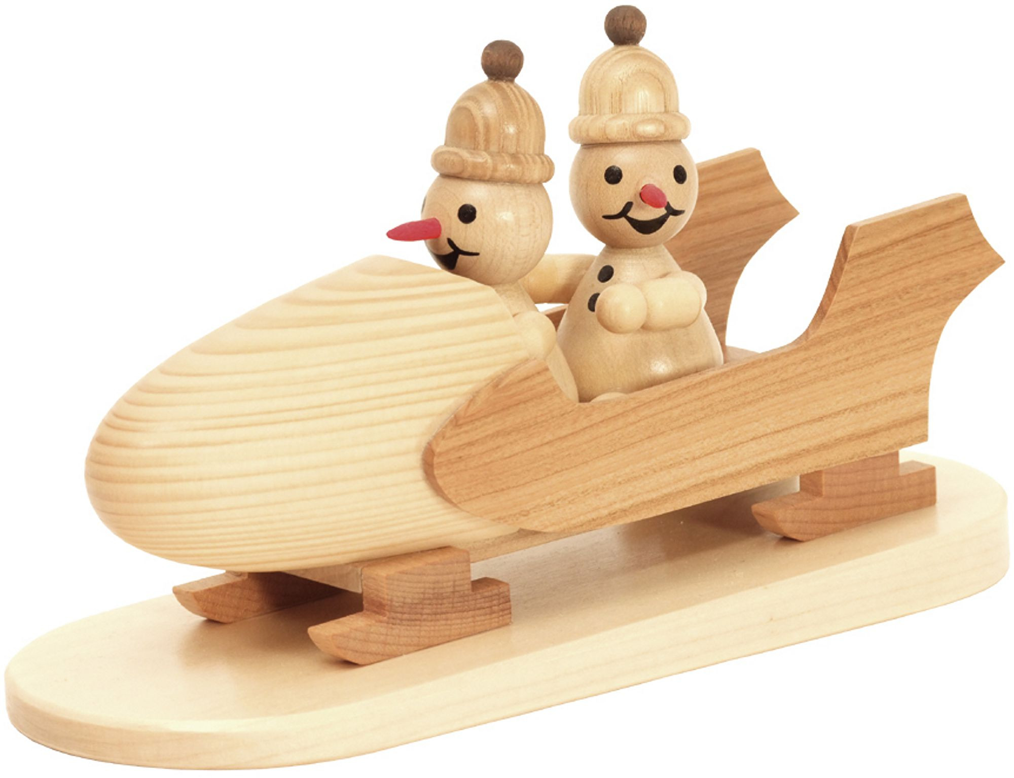 Drechslerei Volkmar Wagner Schneemann Junior im Zweierbob mit Mütze