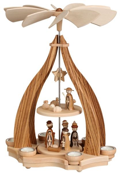 Zeidler Design-Pyramide,  mit Christi Geburt, für 6 Teelichter