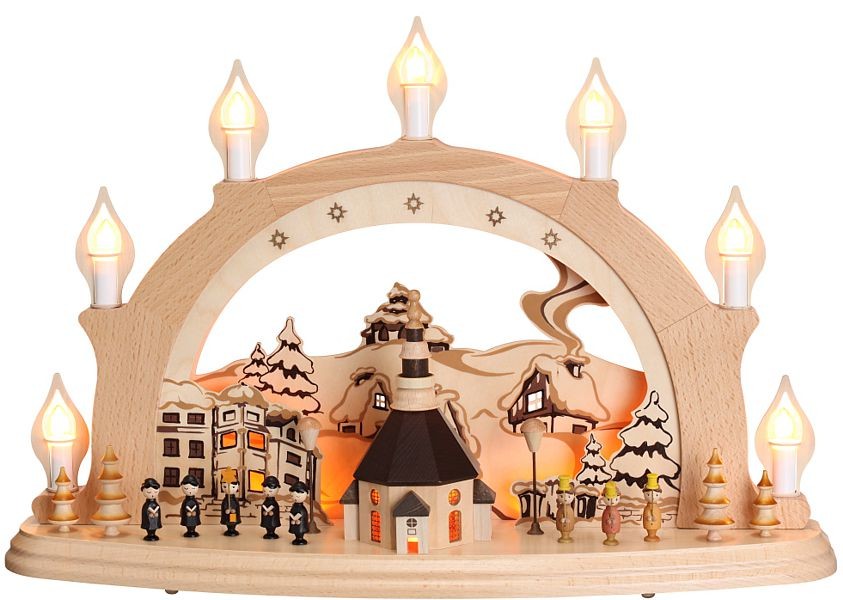 Zeidler Schwibbogen Seiffner Kirche mit Innenbeleuchtung