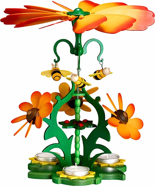Zeidler Ganzjahres-Teelichtpyramide Blütenzauber - orange