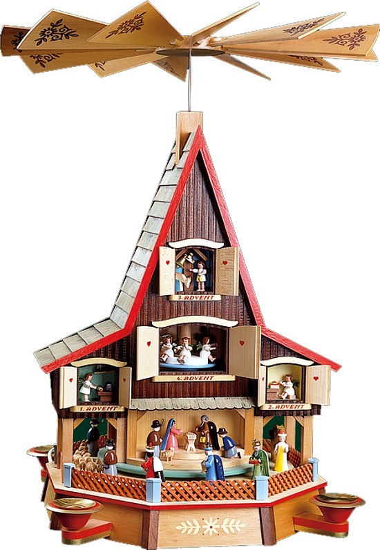 Richard Glässer Adventshaus, mit Krippe und Fenster