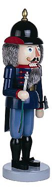 Erzgebirgische Holzkunst Gahlenz Nussknacker Feuerwehrmann blau