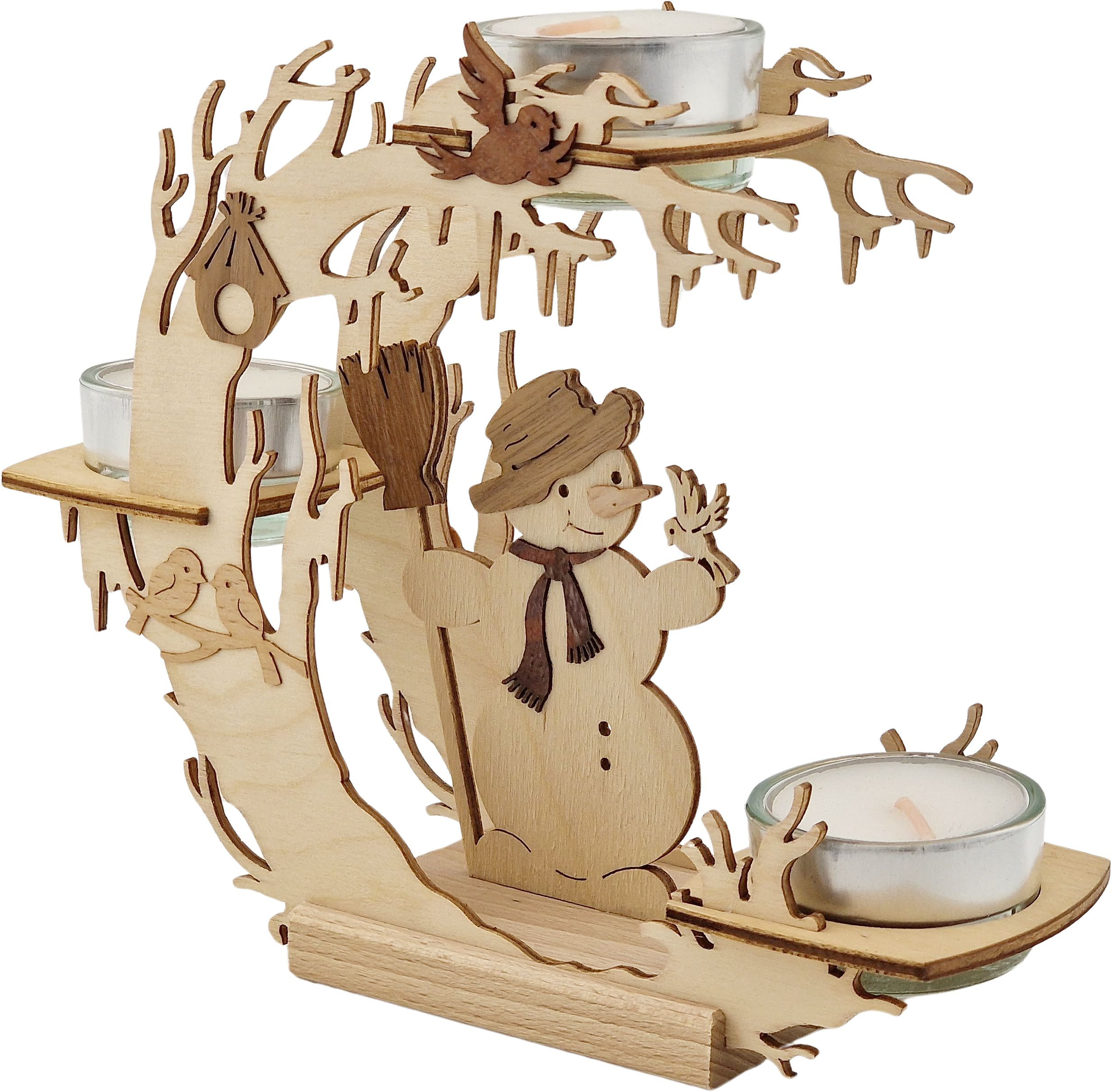 Drechslerei Kuhnert Teelichtkranz mit Schneemann
