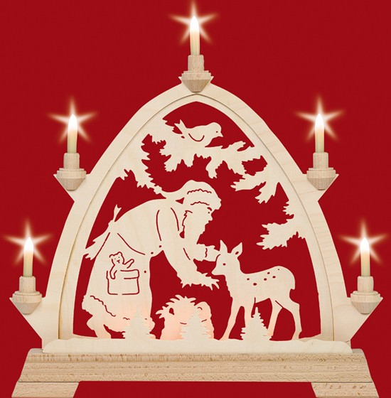 Taulin Kleine gotische elektr. Bögen-Weihnachtsmann mit Reh