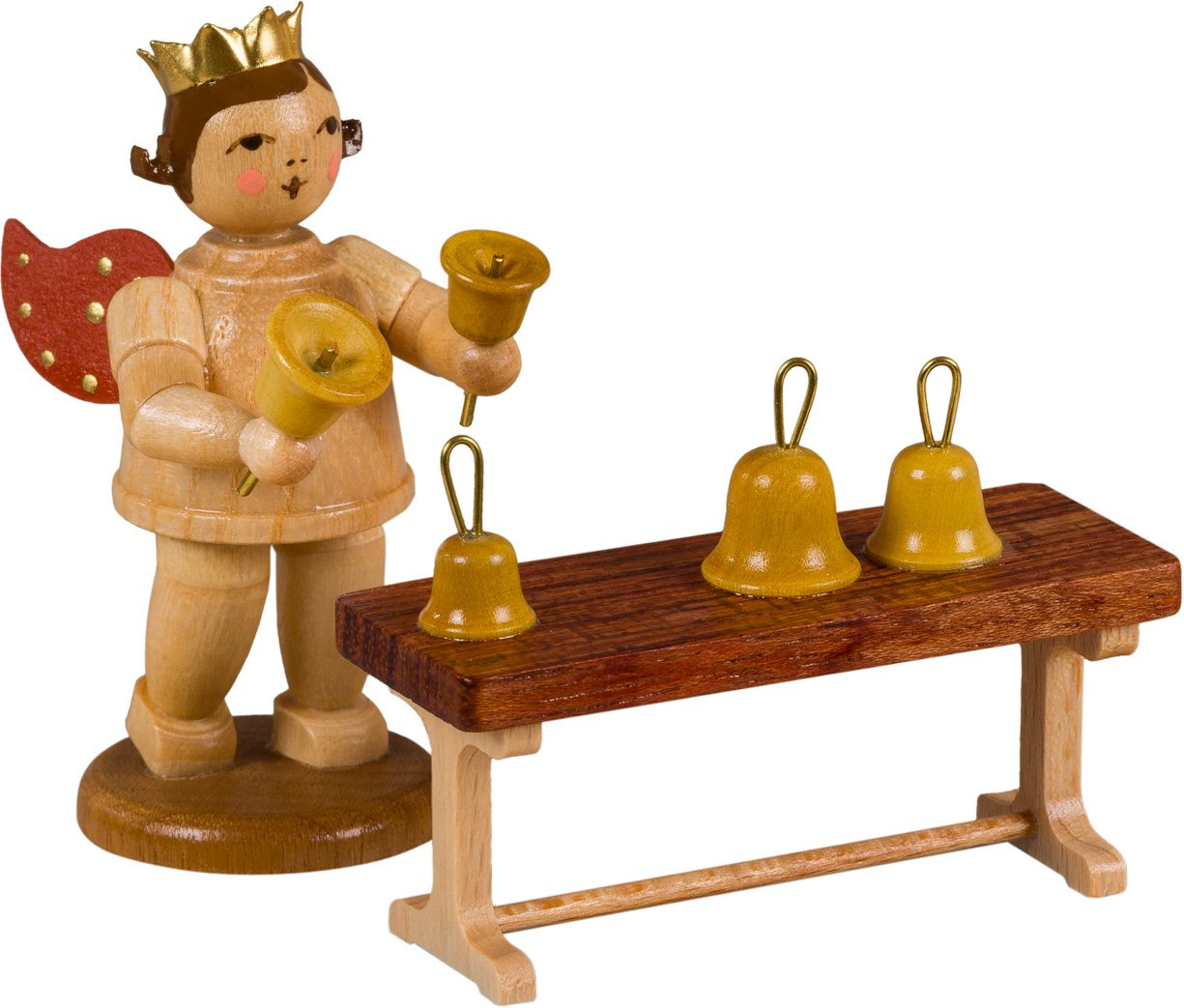 Ellmann Engel mit Handglockenspiel, mit Krone natur