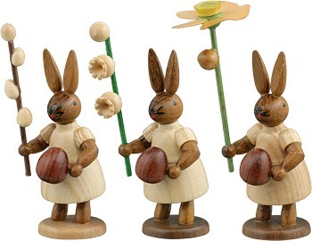 Ellmann Hasen mit Blumen 3teilig Natur