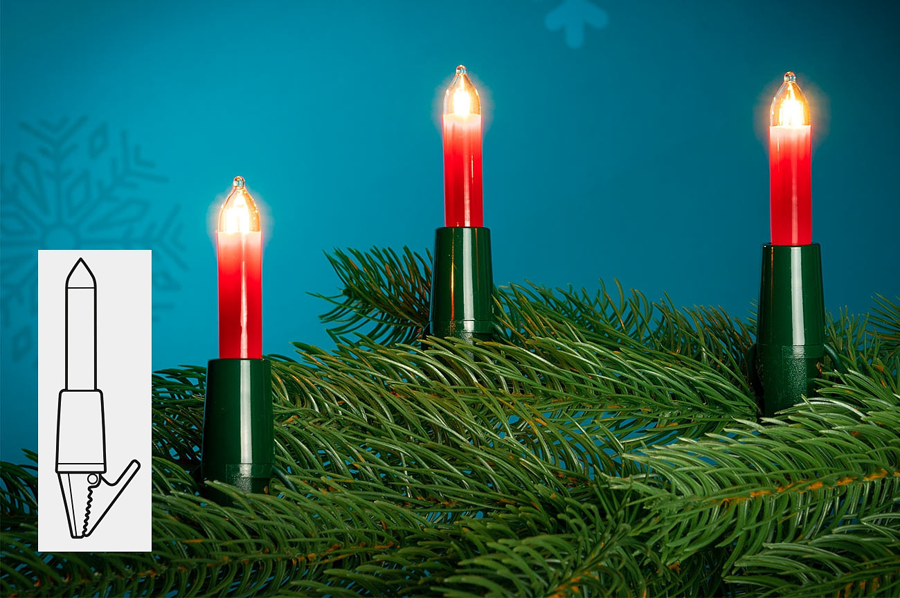 NARVA Lichterkette mit 20 roten Kleinschaftkerzen