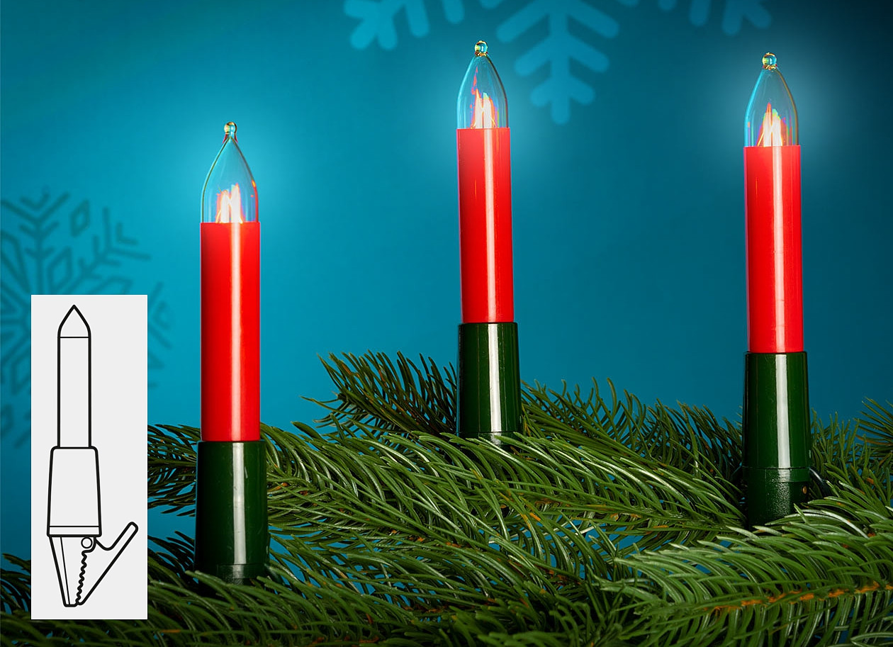 NARVA Lichterkette mit 20 Normalschaftkerzen rot