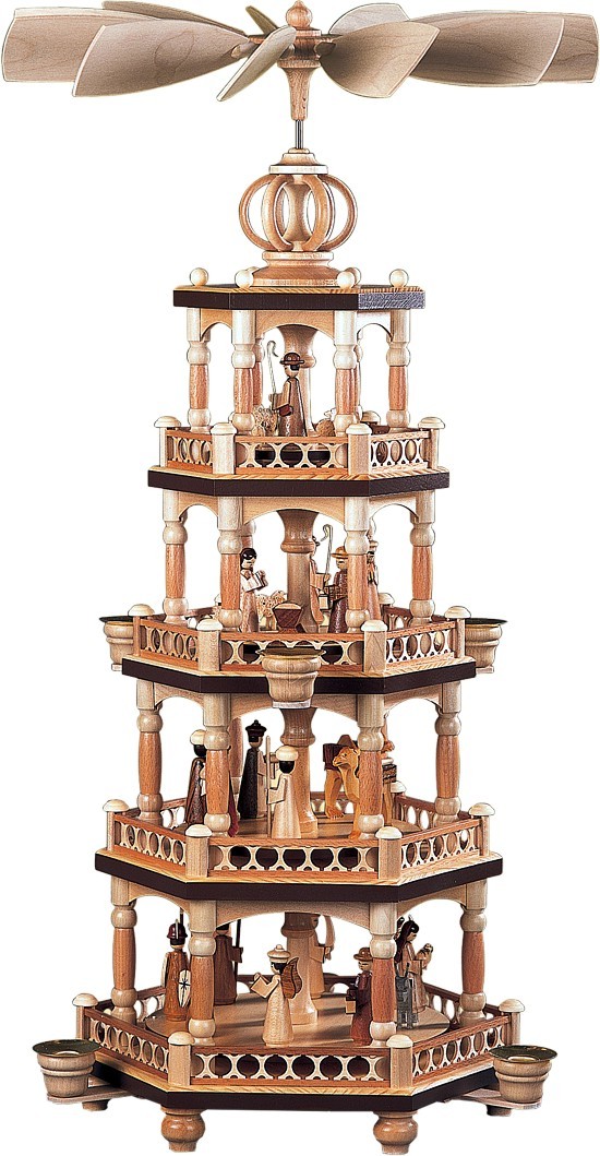 Kleinkunst Müller Pyramide heilige Geschichte mit Säulendesign 4-stöckig Natur