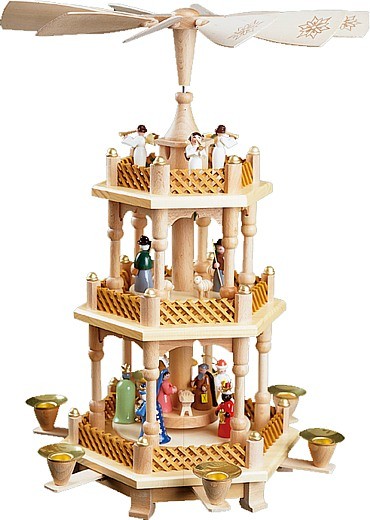 2-storeyed coloured Christmas pyramid, Nativity 2-storeyed coloured Christmas pyramid, Nativity