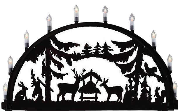 Außenschwibbogen aus Metall, Motiv - Futterkrippe - 2,00 x 1,00 m