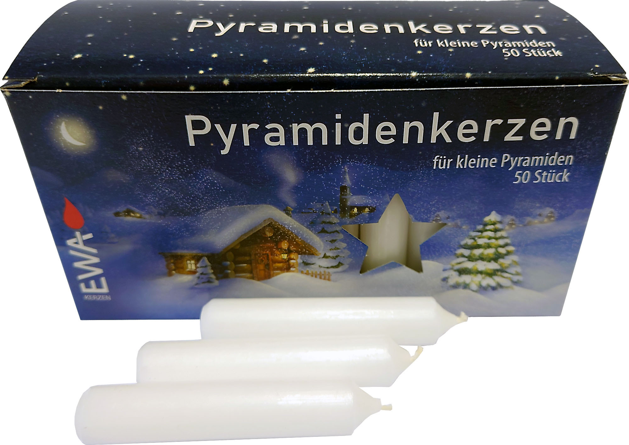 50 Pyramidenkerzen - 14 mm, weiß