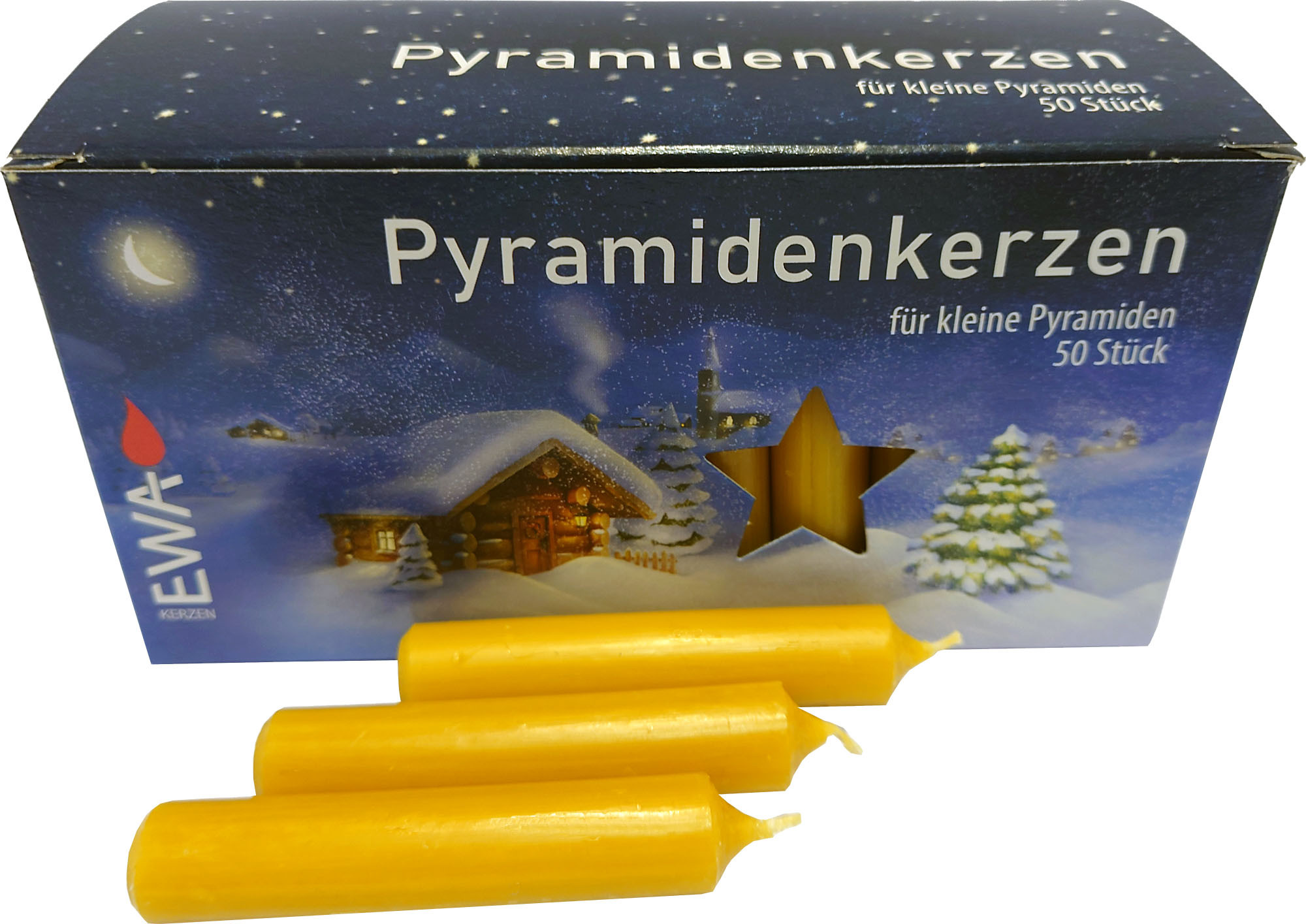Pyramidenkerzen natur 7,4x1,4cm,1 Packung =50 Stück honigfarben HxØ 