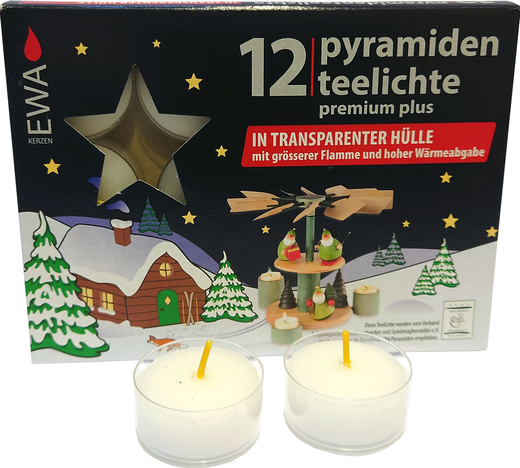 12 Pyramidenteelichter Premium Plus