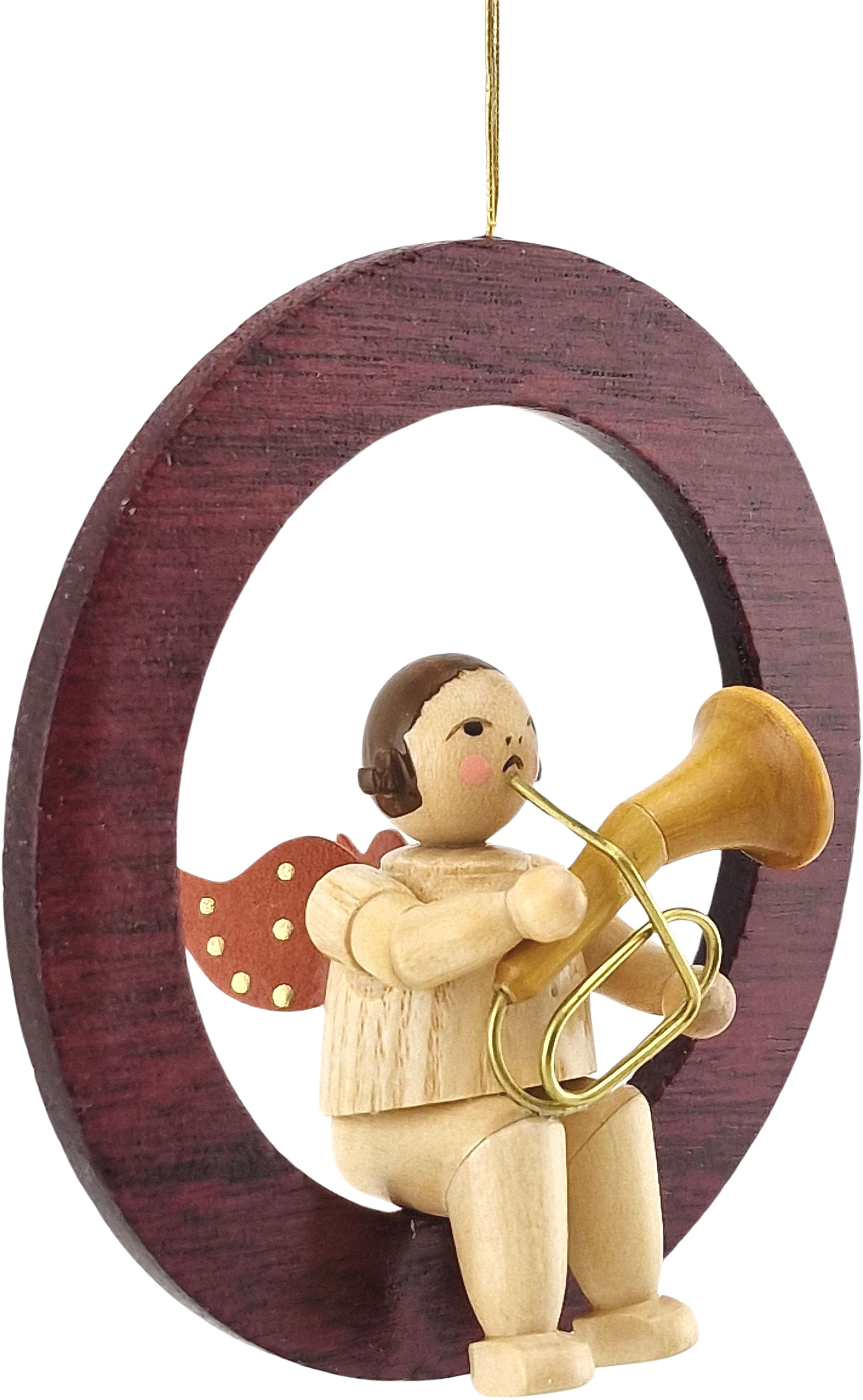 Ellmann Baumbehang Engel im Ring - mit Tenorhorn, ohne Krone, natur
