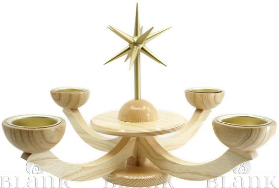 Blank Adventsleuchter mit Teelichhalter ohne Engel, natur