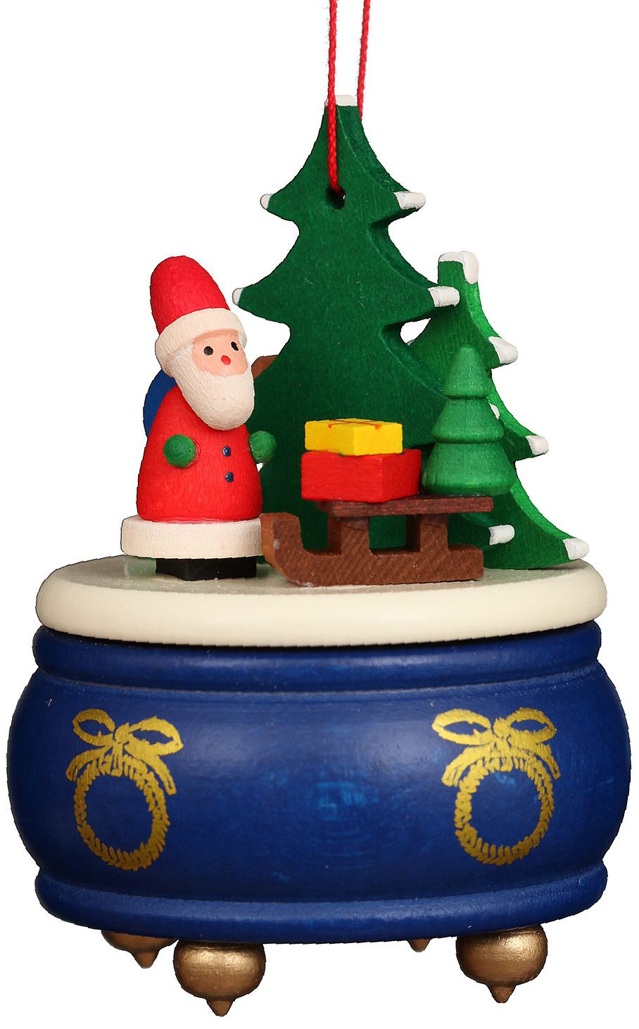 Christian Ulbricht Baumbehang Spieldose blau mit Weihnachtsmann