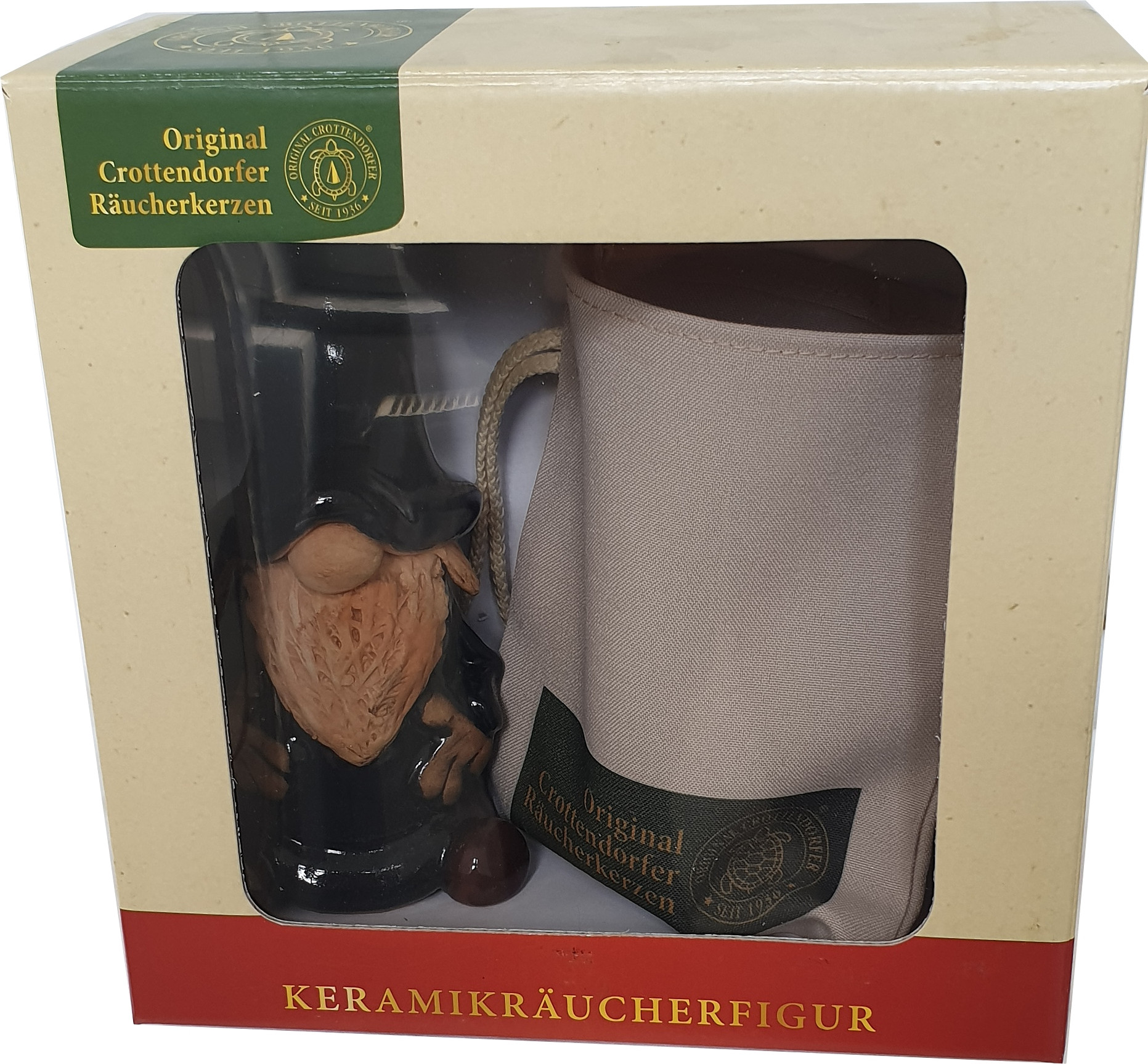 Crottendorfer Keramik Räucherfigur Wichtel - schwarz