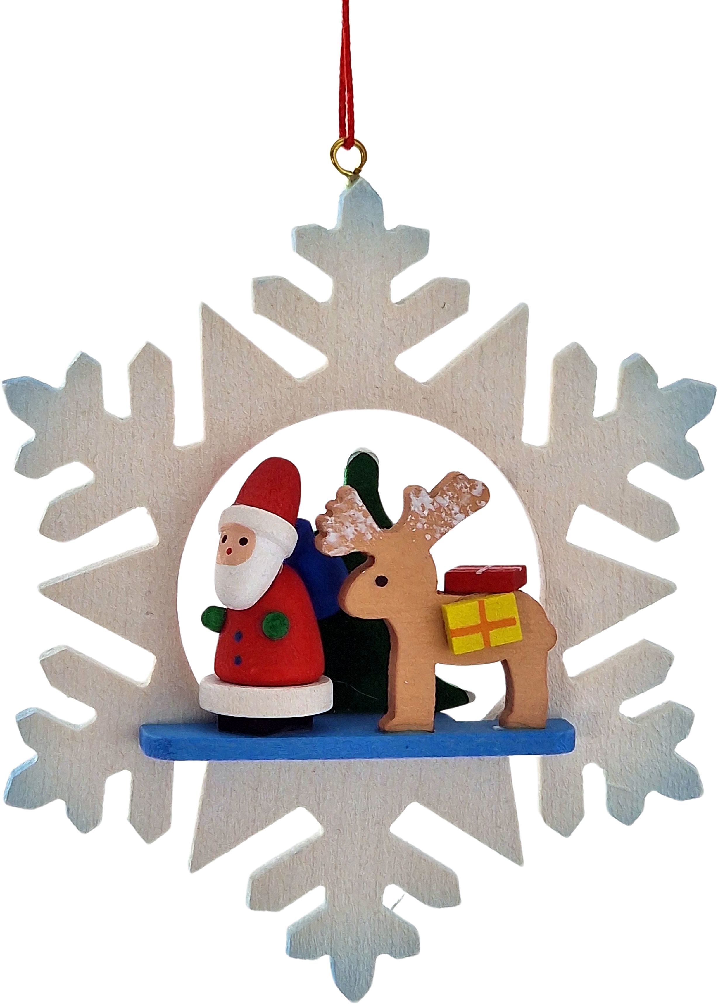 Christian Ulbricht Baumbehang Schneeflocke - Weihnachtsmann mit Rentier