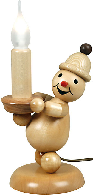 Drechslerei Volkmar Wagner Schneemann Junior Kerze, links, groß