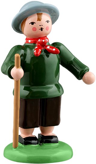Ellmann Bauer mit Wanderstock - farbig