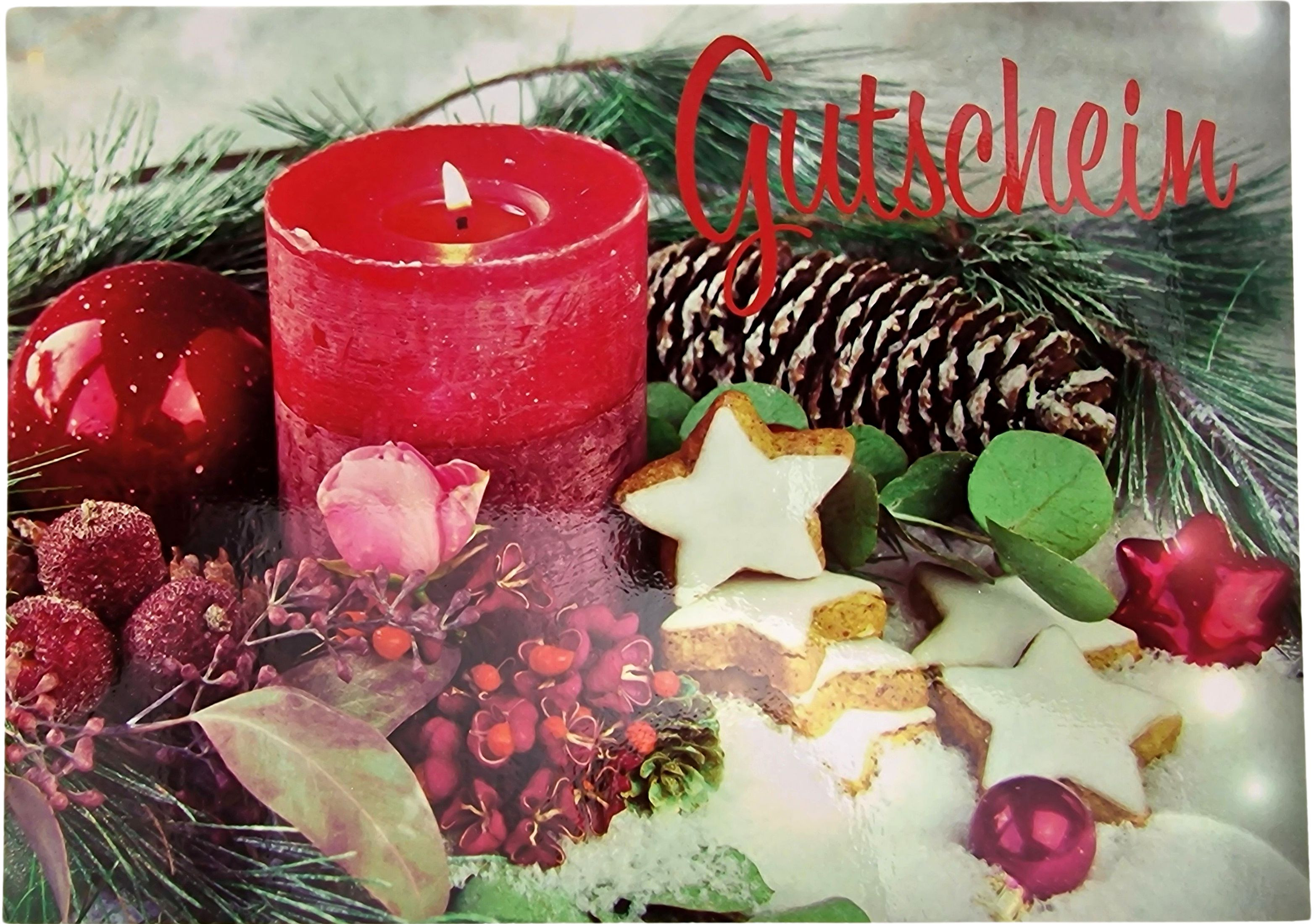 Gutschein rote Weihnachtskerze - 10,00 EUR