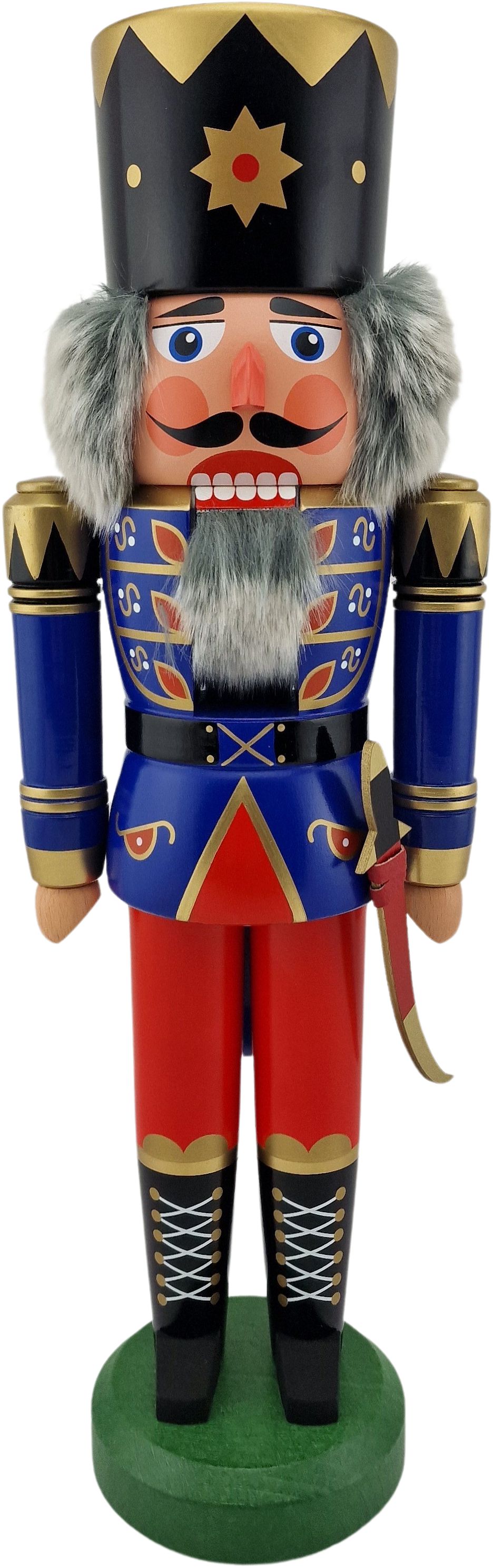 HoDreWa Legler Nussknacker König, blau, 46 cm - schwarze Füße