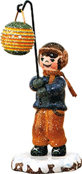 Hubrig Volkskunst Winterkinder - Junge mit Kugellampion