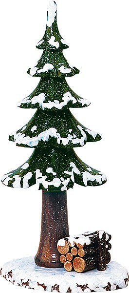 Hubrig Volkskunst Winterkinder - Winterbaum mit Holzstapel