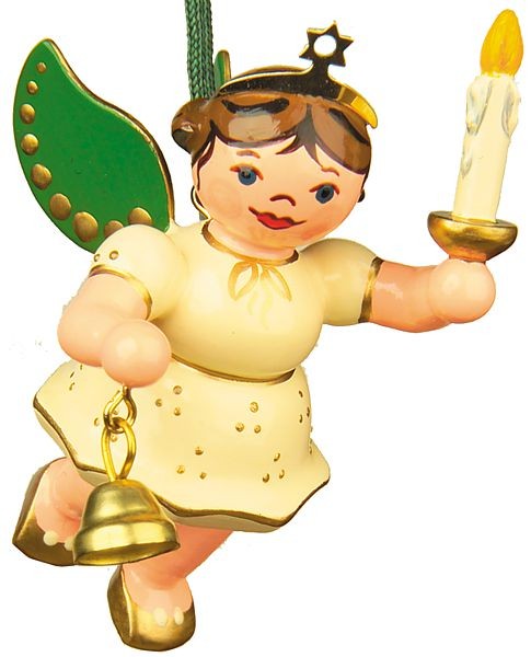 Hubrig Volkskunst Baumbehang Engel mit Licht und Glocke