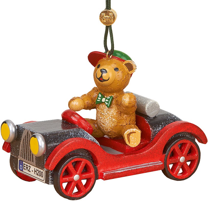 Hubrig Volkskunst Baumbehang Auto mit Teddy