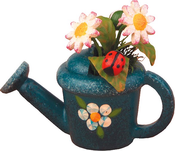 Hubrig Volkskunst Miniaturen - Gießkanne mit Gänseblümchen