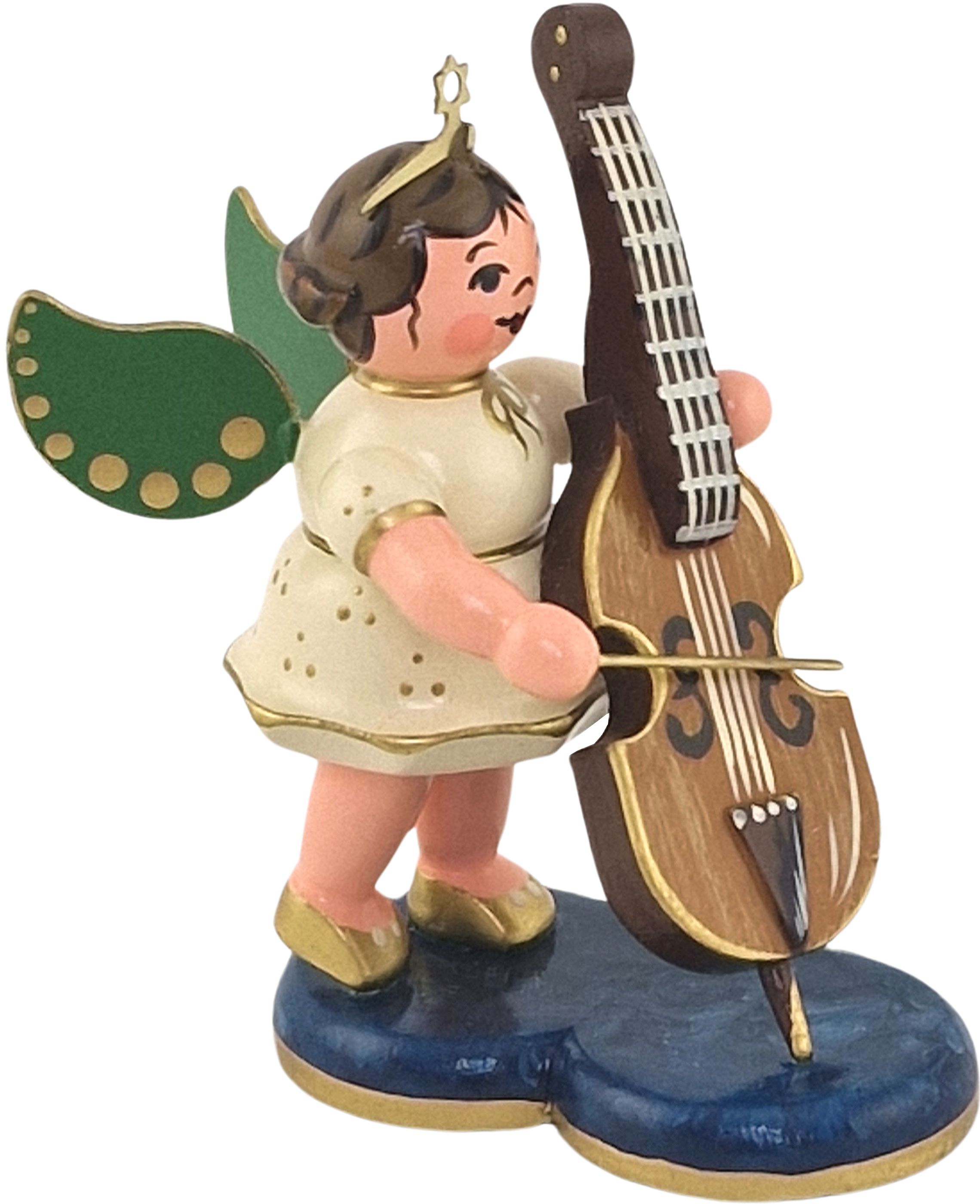 Hubrig Volkskunst Engel mit Kontrabass - 6,5 cm