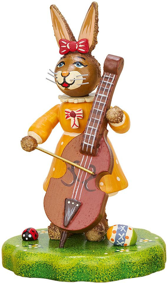 Hubrig Volkskunst Hasenland - Hasenmusikant - Mädchen mit Kontrabass