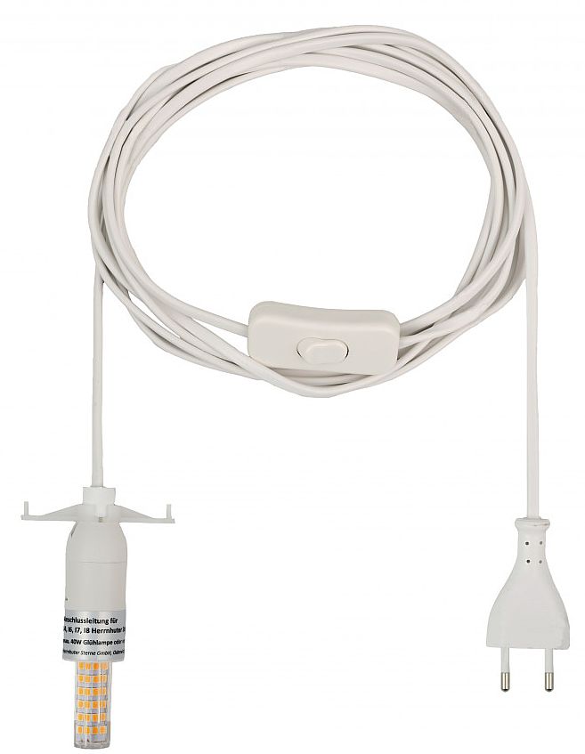 Herrnhuter Stern Kabel für Innensterne i4-i8, weiß, mit LED - 4 m, warmweiß
