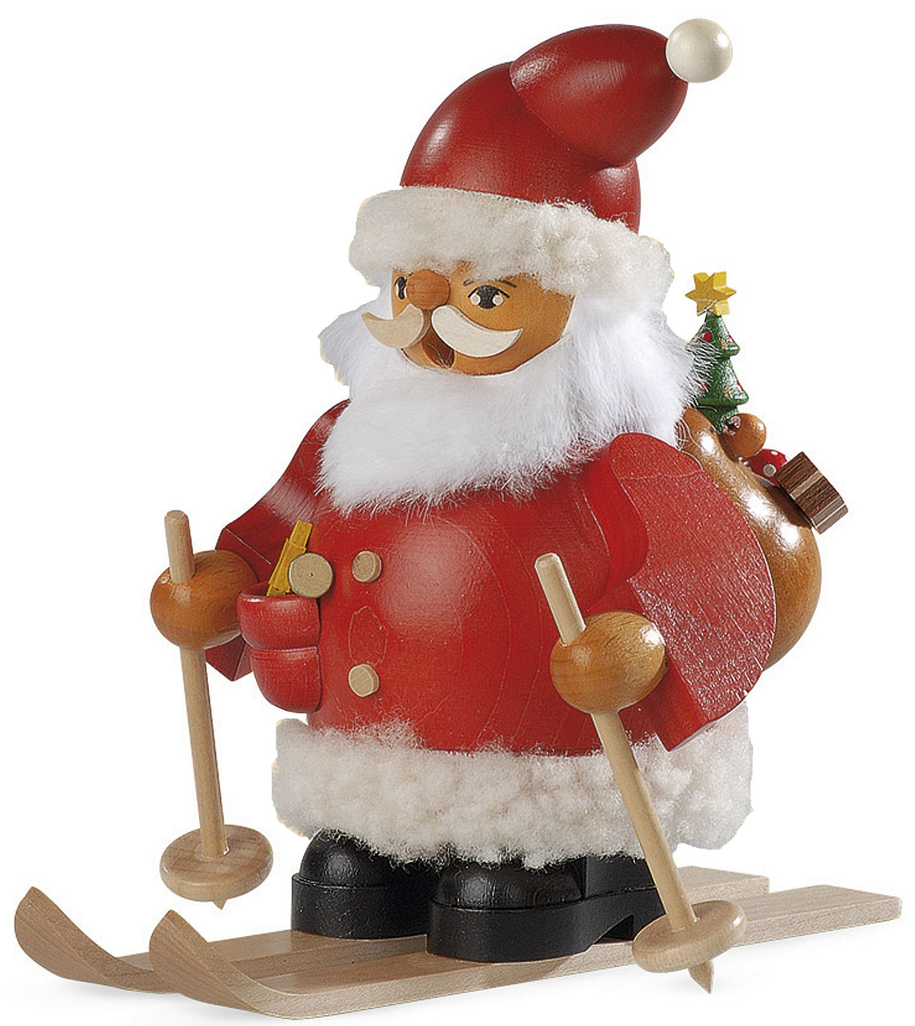 Kleinkunst Müller Räuchermann Weihnachtsmann auf Skier, klein