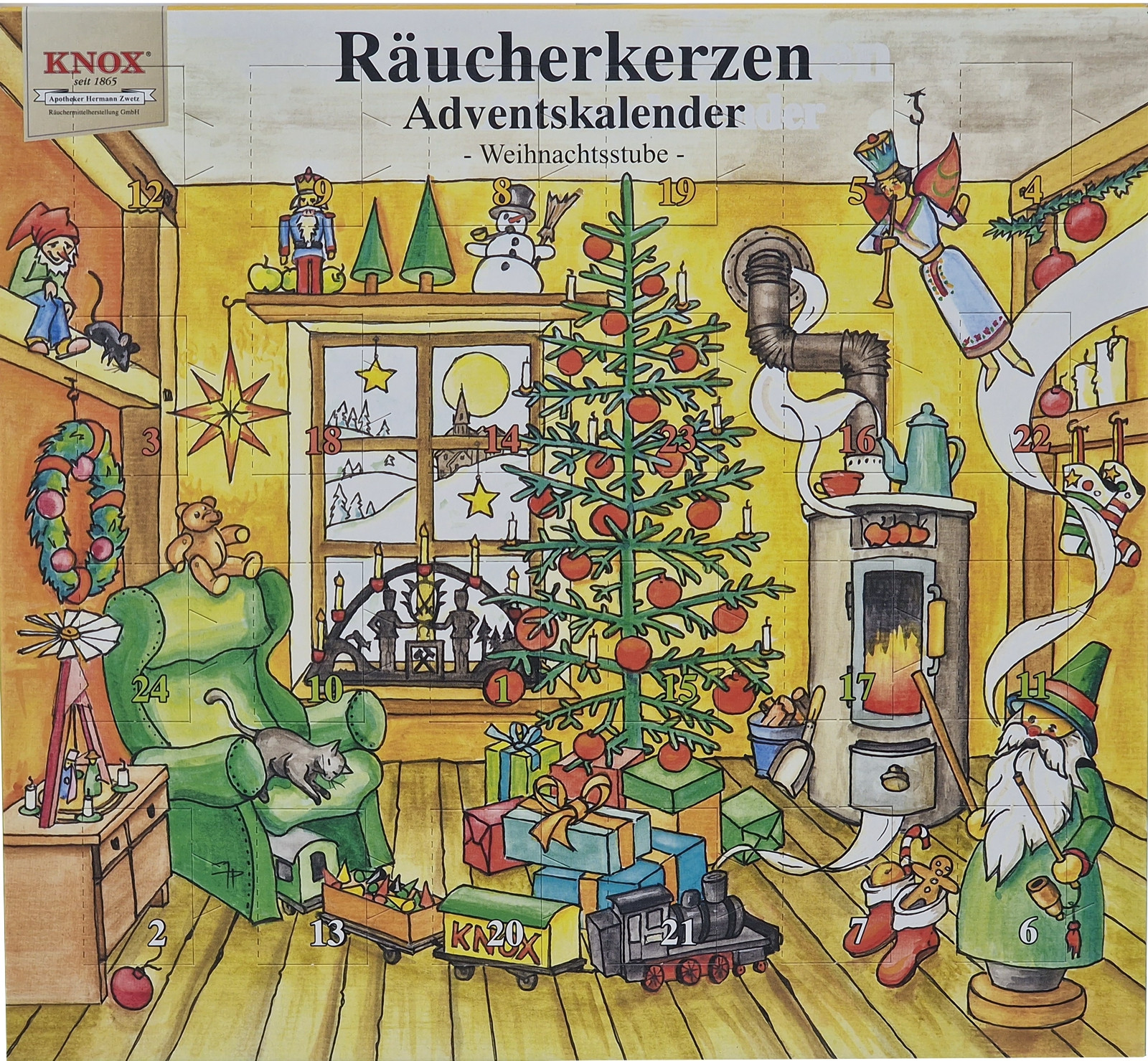 KNOX Räucherkerzen-Adventskalender 2023 - Motiv Weihnachtsstube