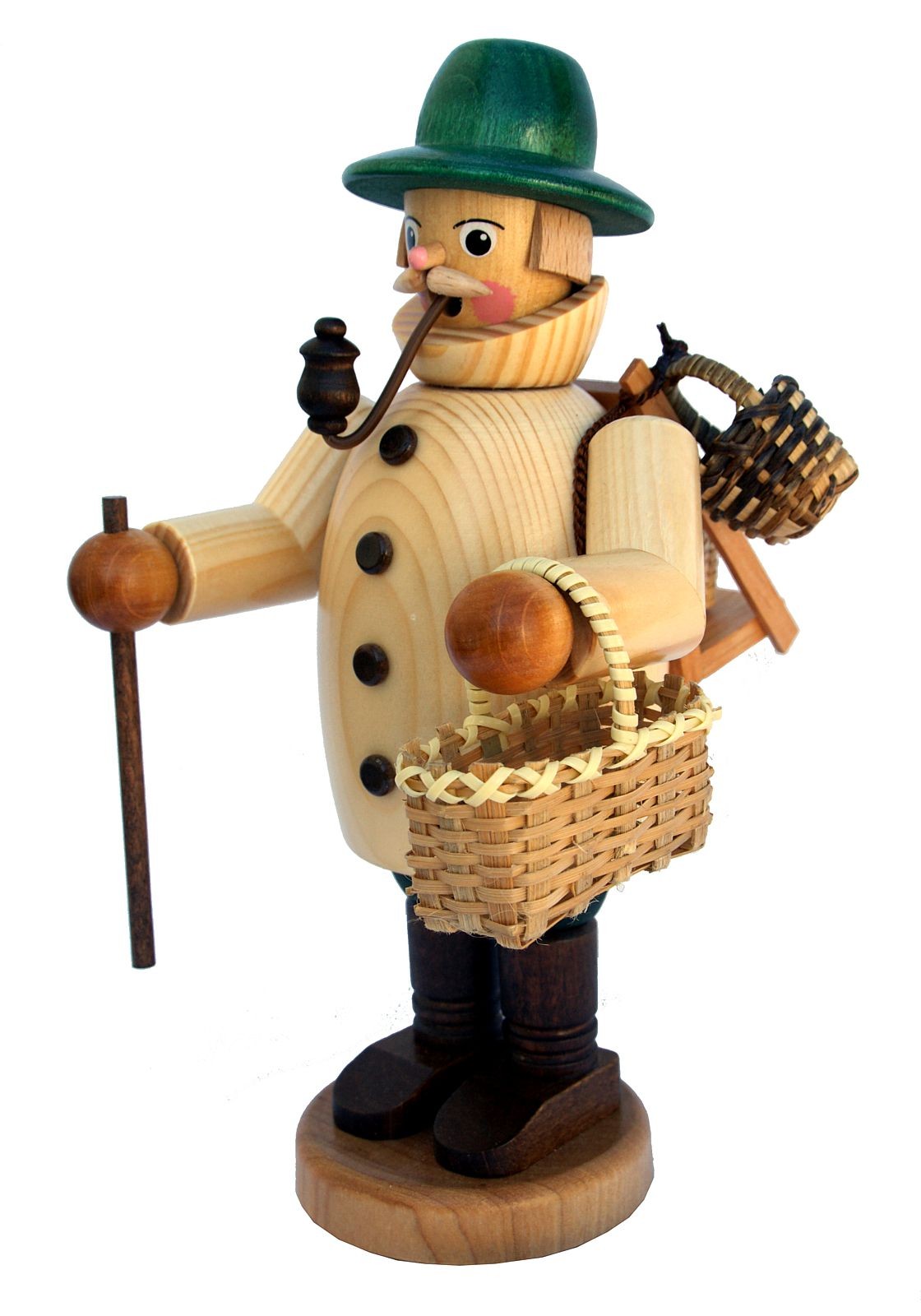 Krauß Räuchermännchen Korbhändler mit Jacke, natur