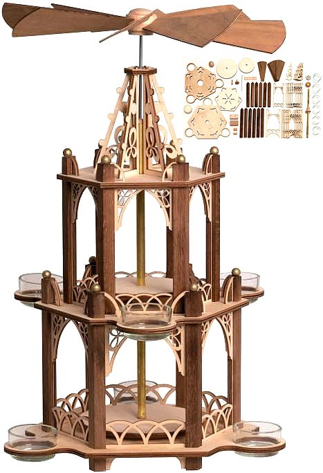 Drechslerei Kuhnert Bastelset Pyramide, unbestückt, 2stöckig