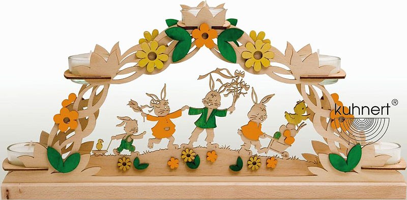 Drechslerei Kuhnert Doppelschwibbogen Osterhase, farbig Drechslerei Kuhnert Doppelschwibbogen Osterhase, farbig