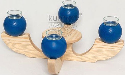 candle holder, 4-armed, blue candle holder, 4-armed, blue