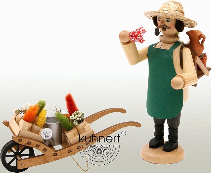 Drechslerei Kuhnert Räuchermann Gärtner mit Karre, natur für 62,40