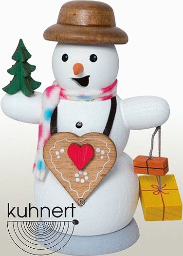 Drechslerei Kuhnert Räuchermann Schneemann mit Lebkuchenherz