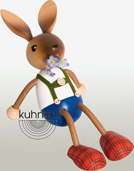 Drechslerei Kuhnert Hasenjunge mit Blume im Mund