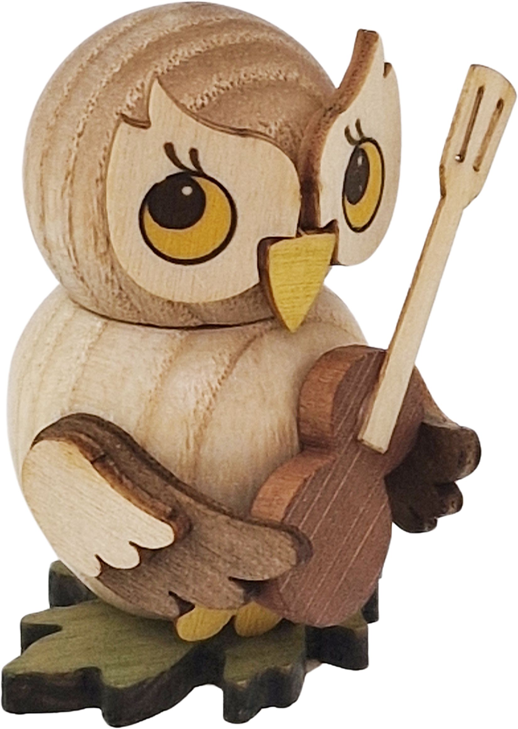 Drechslerei Kuhnert Eulenkind mit Gitarre, stehend