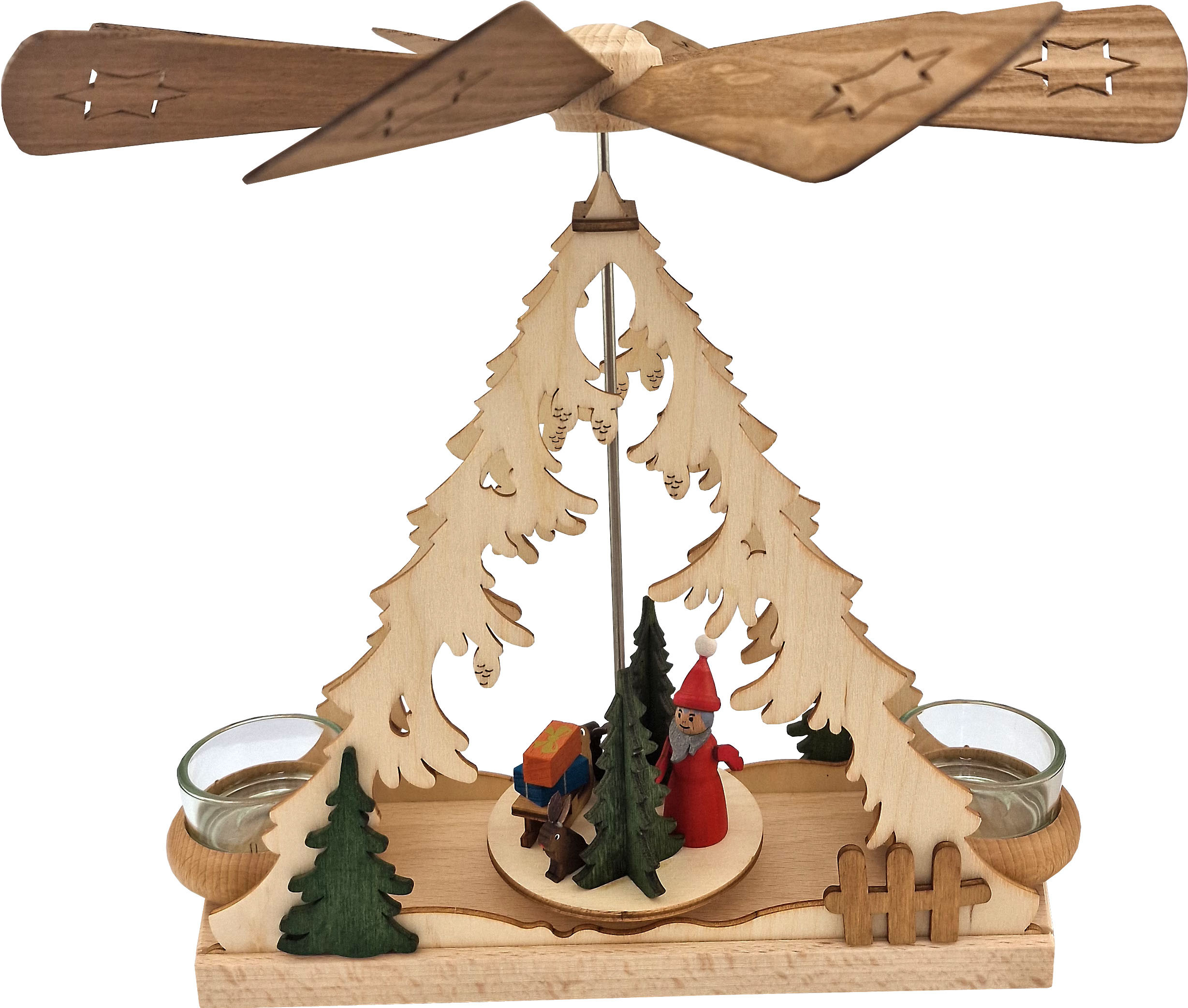 Drechslerei Kuhnert Teelichtpyramide Weihnachtsmann