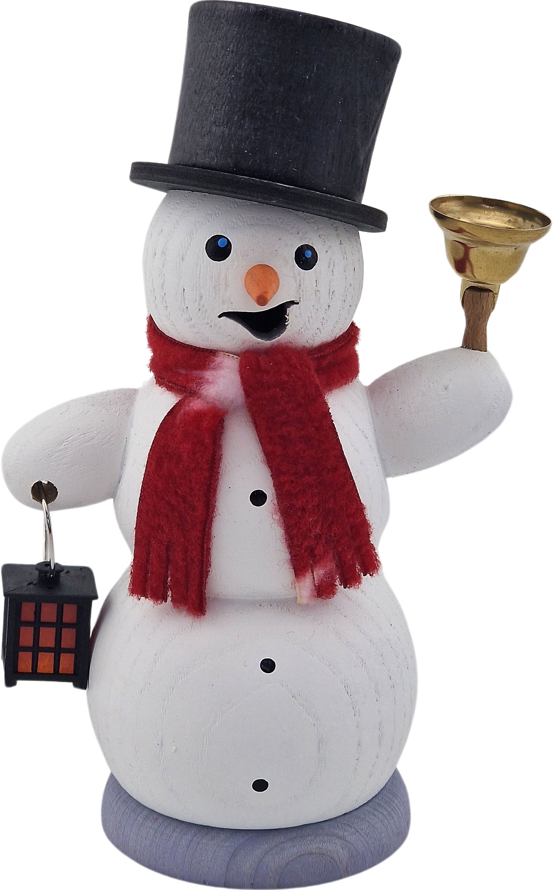 Drechslerei Kuhnert Räuchermann Schneemann mit Laterne und Glocke